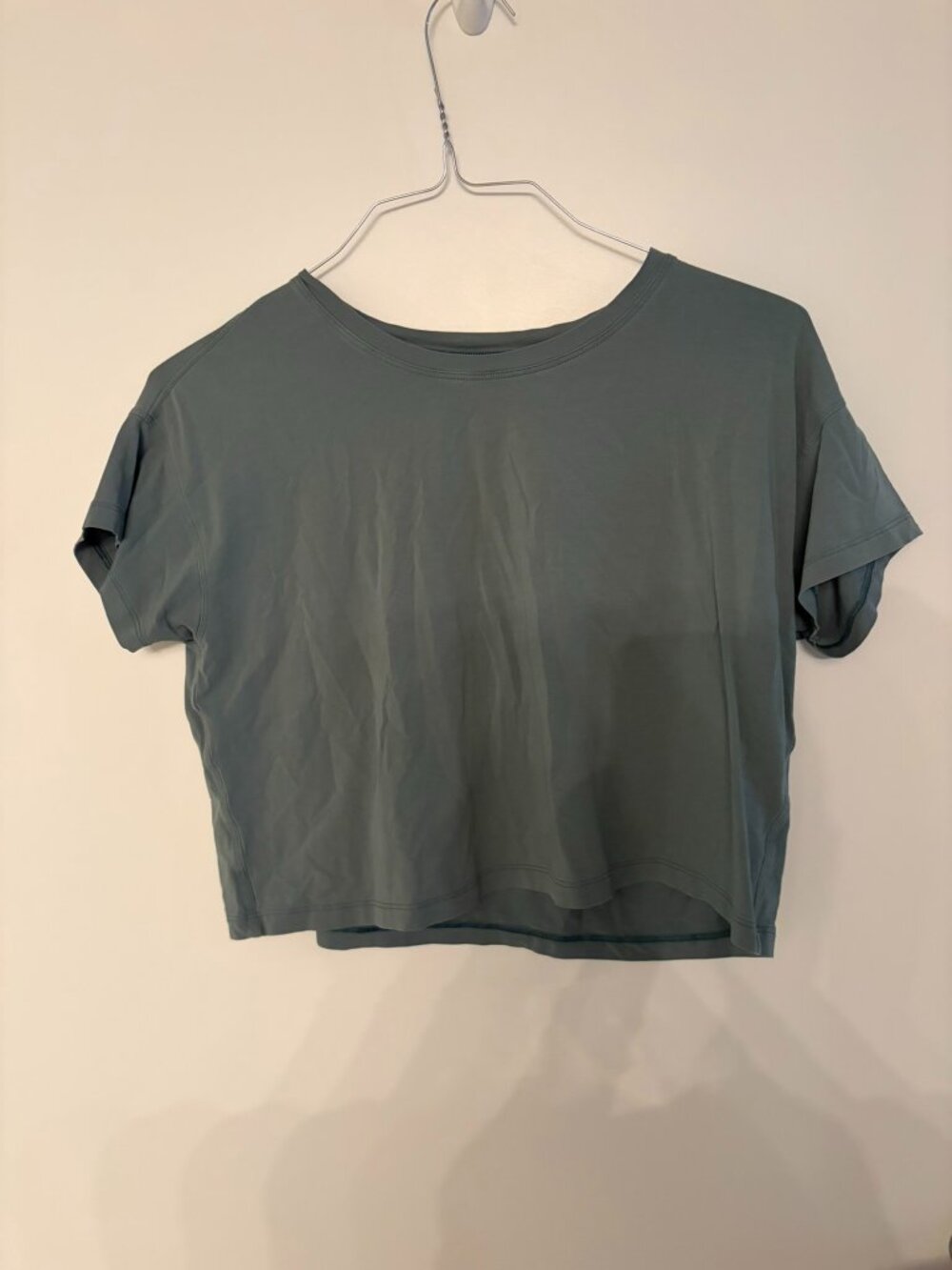 Lululemon Wundermost Cropped Short Sleeve Tee (Powder Blue, Dusty Teal)